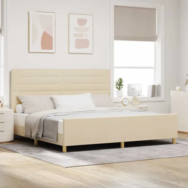 vidaXL Bedframe met hoofdeinde Crème 200 x 200 cm Stof