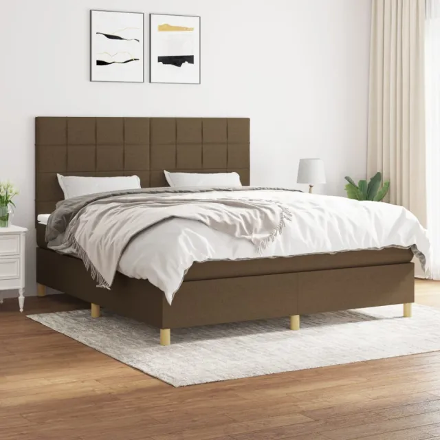 vidaXL Boxspring met matras stof donkerbruin 160x200 cm bruin