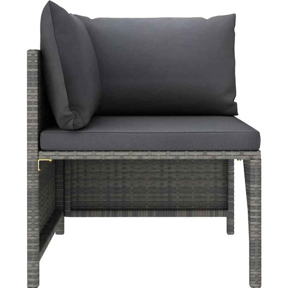 vidaXL 11-delige Loungeset met kussens poly rattan grijs, foto 4