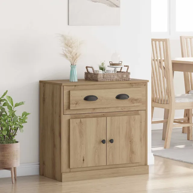 vidaXL Highboard Artisan Eiken 70 x 35,5 x 67,5 cm Bewerkt hout, foto 2