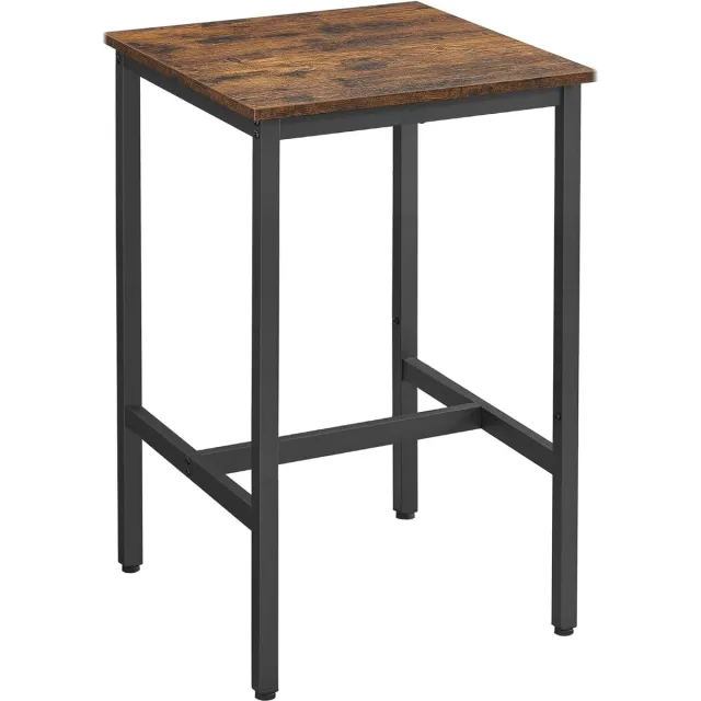 FurnStar Bartafel 60x60x92 cm – Hoge Keukentafel – Vierkant – Stabiel Stalen Frame – Industriële Stijl – Vintage Bruin/Zwart
