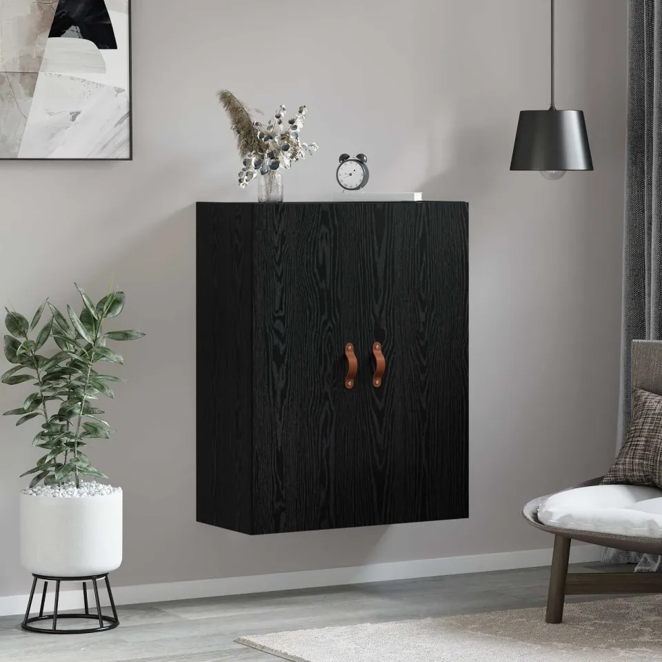 vidaXL Wandkast Zwart Eiken 69,5 x 34 x 90 cm Bewerkt hout, foto 3