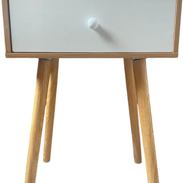 WR Living Nachtkastje Retro - Stofzuigen Onder Kastje Mogelijk - Met Laadje - 56x40x30 - Nachtkast Hout - Bijzettafeltje
