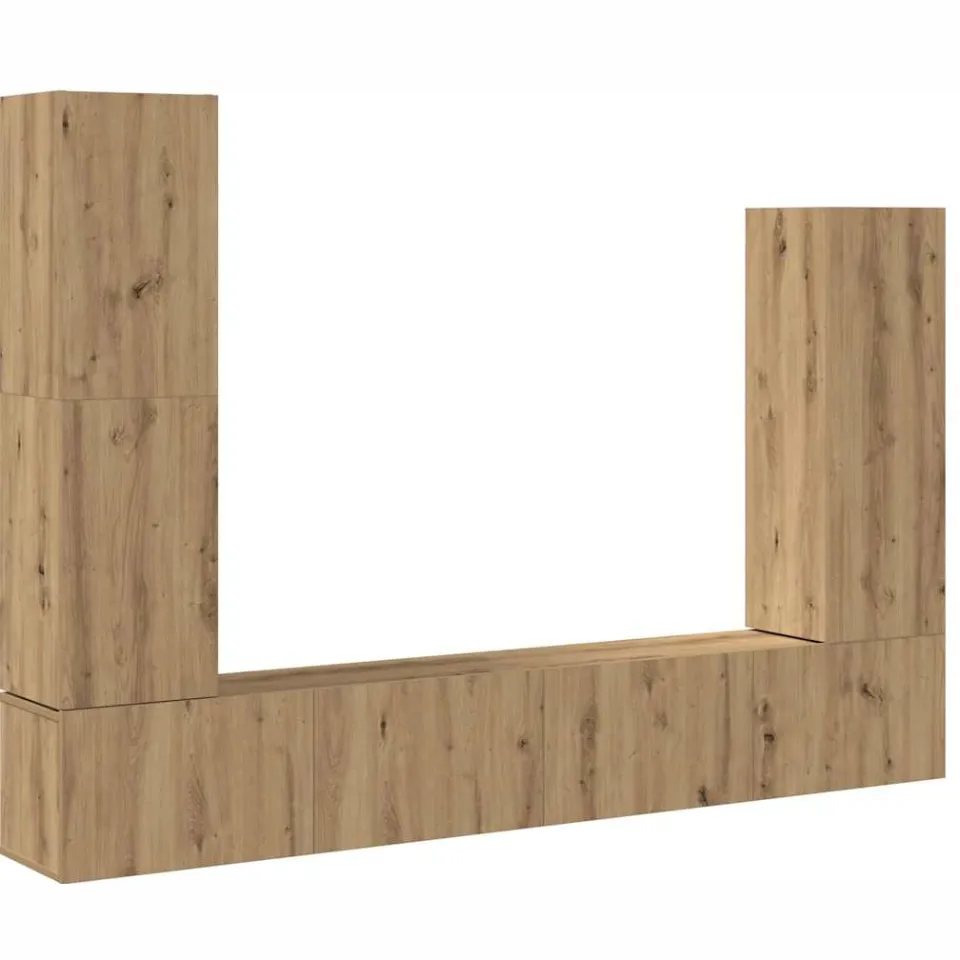 vidaXL 4-delig Tv-meubelset wandmontage bewerkt hout artisanaal eiken Bruin