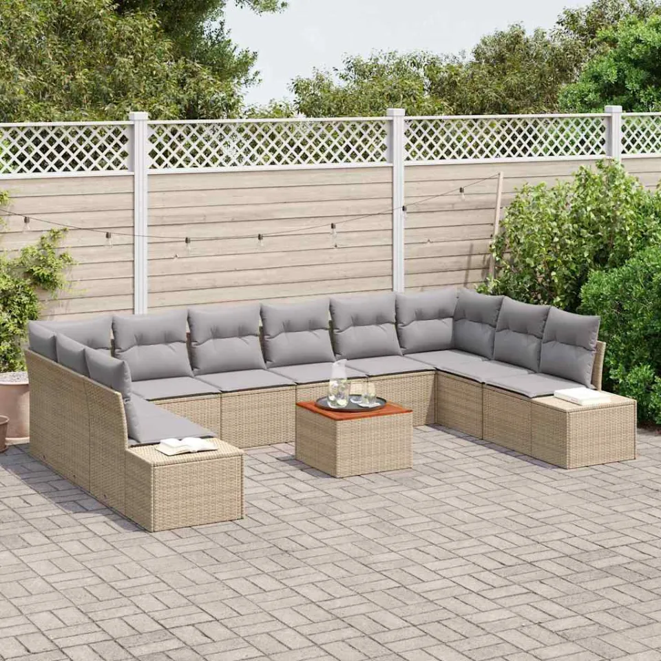 vidaXL Tuin Sofa Set 11 st beige en lichtgrijs