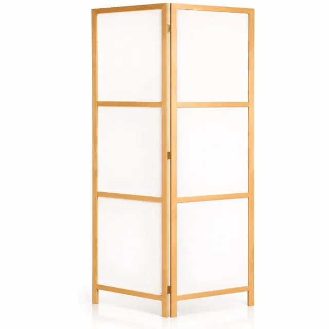 Famanu Houten kamerscherm in wit, Japans minimalistisch design, 2-vleugelig, inklapbaar, 80 x 172 cm, ideaal voor privacy en decoratie