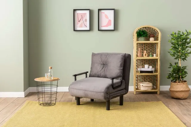 Skye Decor , 1-zits slaapbank, Sento Single - Grey, Polyester, Grijs, 75 x 75 x 50 cm