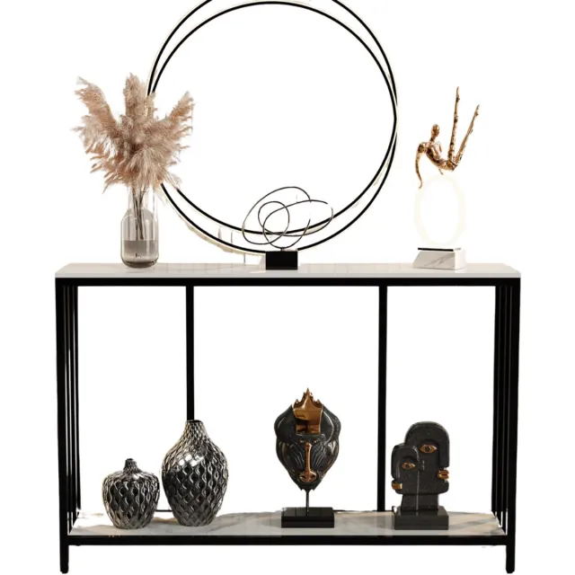 Bolt Edge Consoletafel Milano - 2-laags - Haltafel - Wandtafel - Sidetable - 120cm - Marmer look Zwart