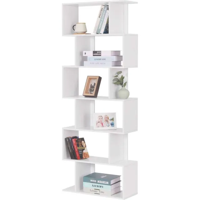 Happyment Boekenkast Daggo OPEN - 6 Vakken - Wit - Boekenkast - Boekenrek - Woonkamer, slaapkamer en kinderkamer - Hout - 60x23.5x160CM