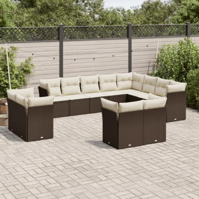 vidaXL 12-delige Loungeset met kussens poly rattan bruin, foto 2