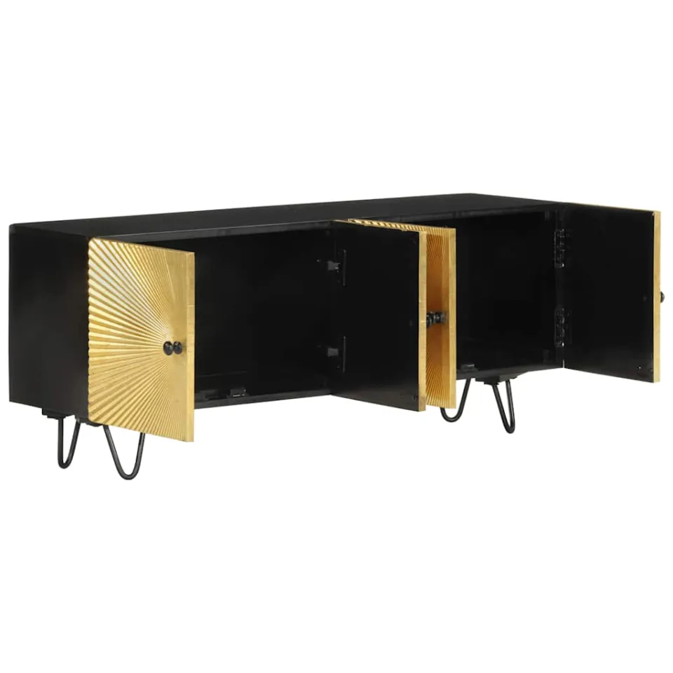 vidaXL Tv-meubel 110x30x45 cm massief mangohout goud, foto 2