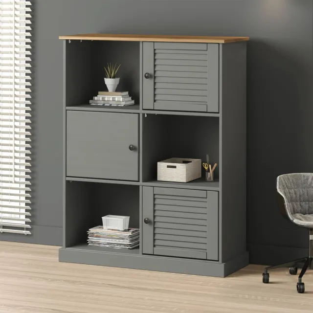 vidaXL Boekenkast VIGO 90x35x114,5 cm massief grenenhout grijs, foto 2