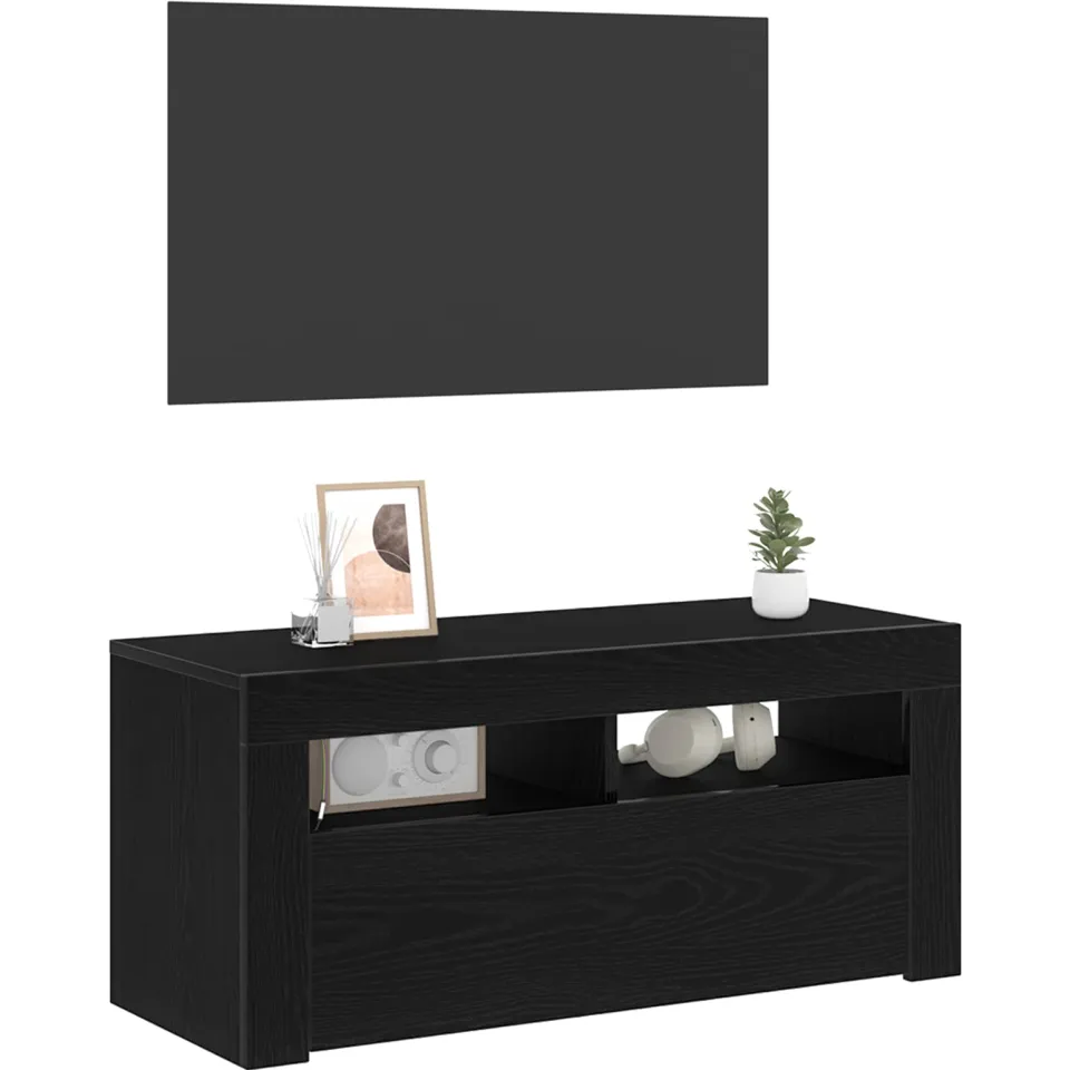 vidaXL TV-kast 90 x 35 x 40 cm Zwart Eiken Bewerkt hout, foto 3