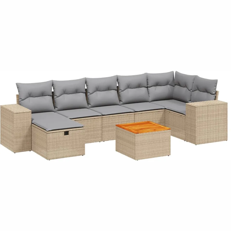 vidaXL Patio Sofa Set Mix Beige en Lichtgrijs, foto 3