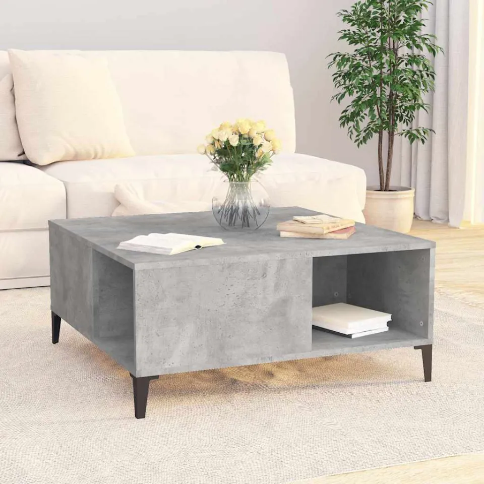 vidaXL Salontafel 80x80x36,5 cm bewerkt hout betongrijs grijs, foto 3