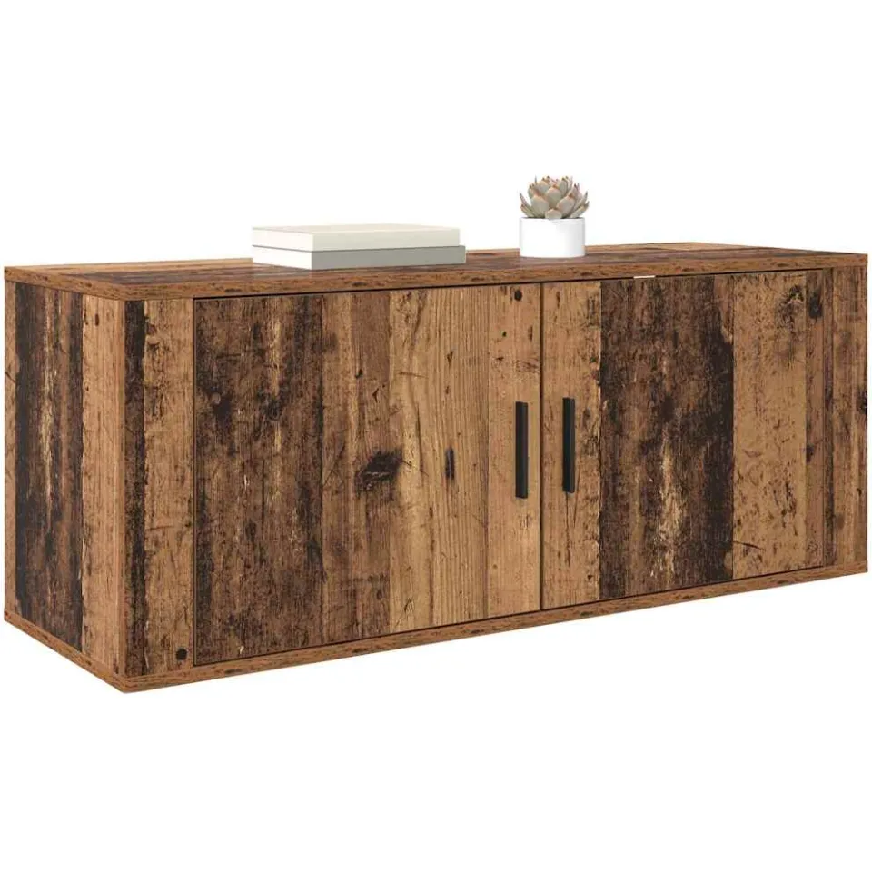 vidaXL Wandgemonteerde TV-kast 100 x 34,5 x 40 cm Oud Hout Bruin