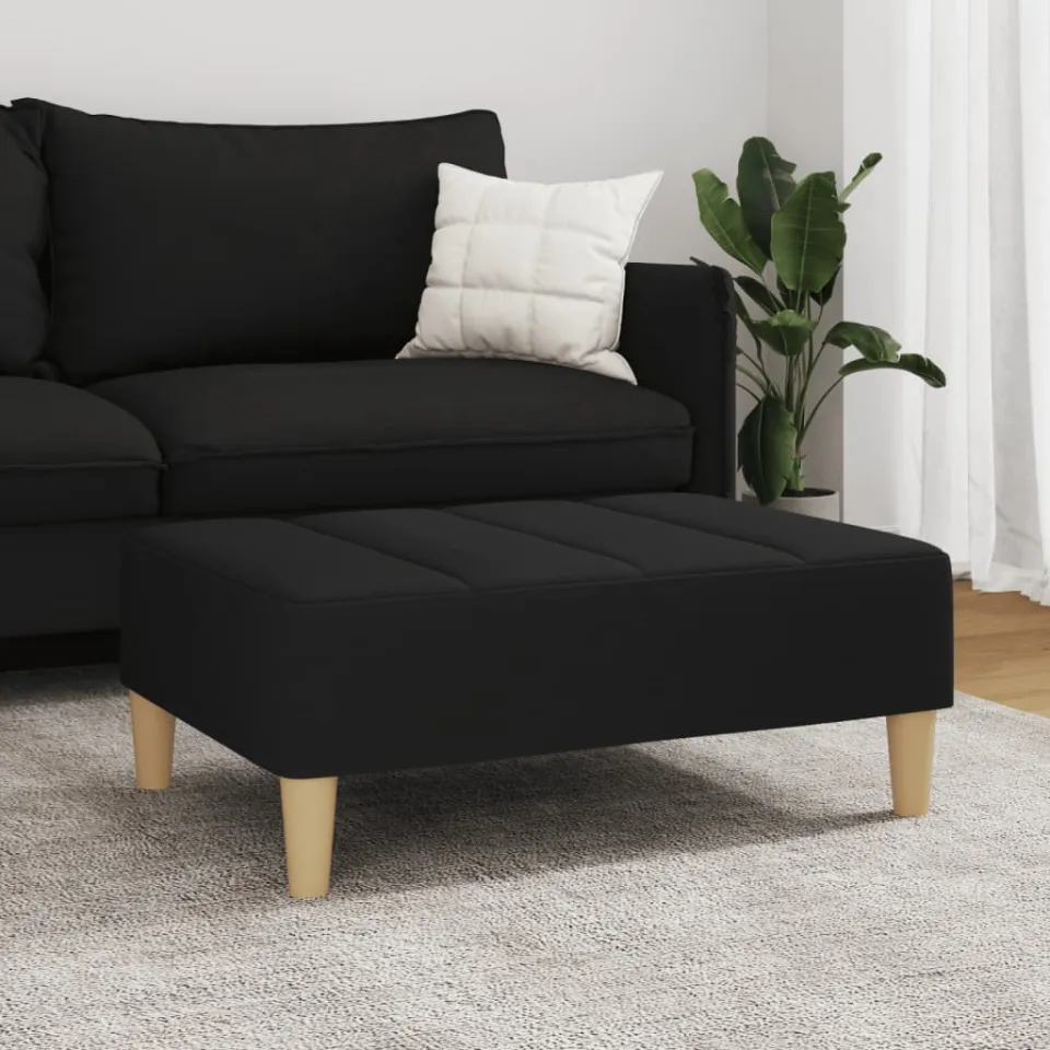 vidaXL Voetenbank 77x55x31 cm stof zwart, foto 3