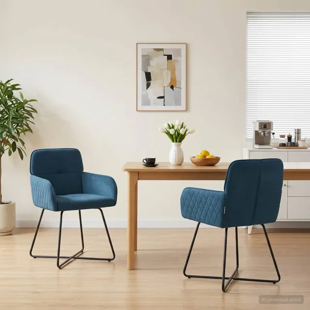 vidaXL Eettafelstoelen 2 st fluweel Blauw 59 x 56,5 x 86 cm, foto 2