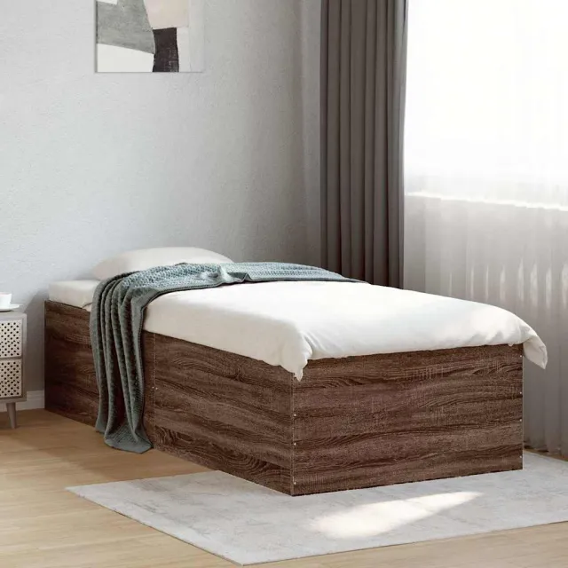 vidaXL Bedframe bewerkt hout bruin eikenkleur 90x200 cm