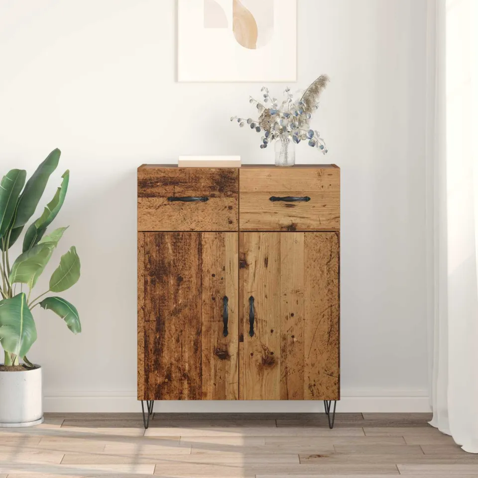 vidaXL Dressoir Oud Hout 69,5 x 34 x 90 cm Bewerkt hout bruin, foto 3