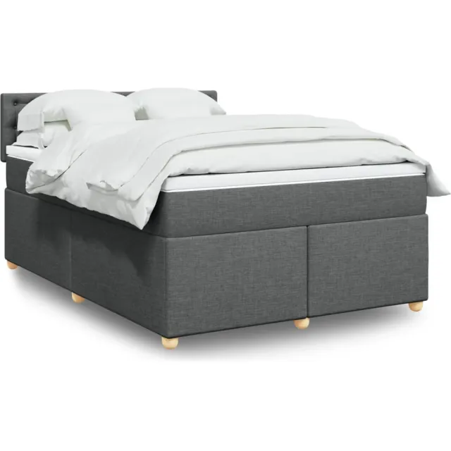vidaXL Boxspring met matras stof donkergrijs 140x200 cm grijs
