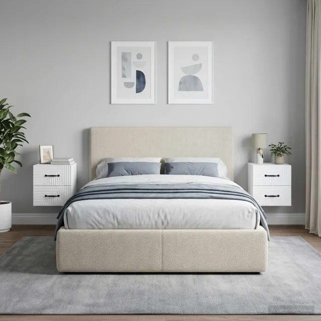 vidaXL Wandbeugel Bedkast 2 st Wit 34,5 x 33 x 40 cm Bewerkt hout, foto 2