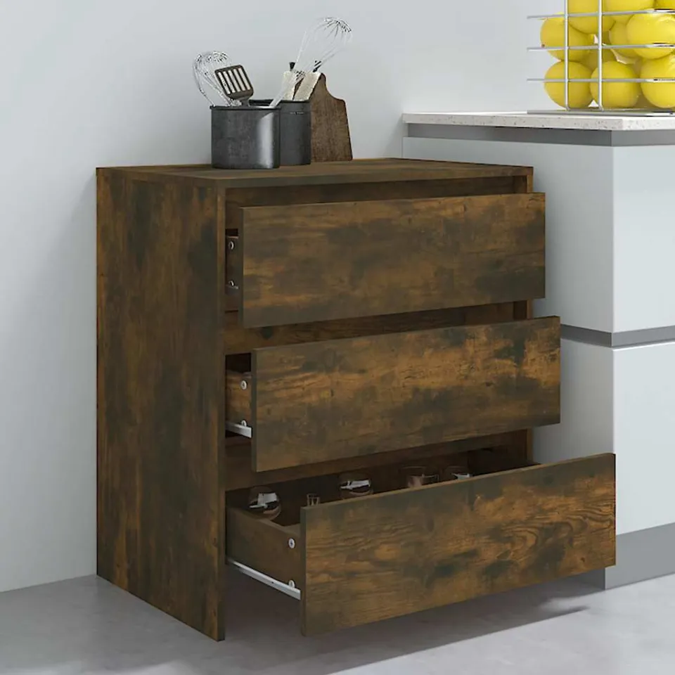 vidaXL Dressoir 70x41x75 cm bewerkt hout gerookt eikenkleurig, foto 3