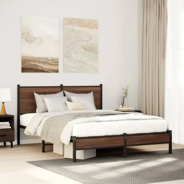vidaXL Bedframe zonder matras metaal bruin eikenkleurig 140x200 cm