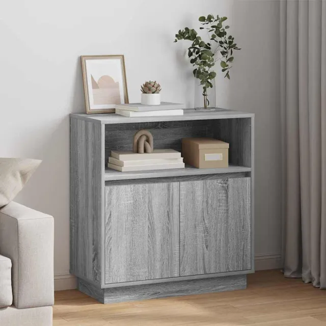 vidaXL LED Sideboard Grijs Sonoma 71 x 34,5 x 75 cm Bewerkt hout, foto 2