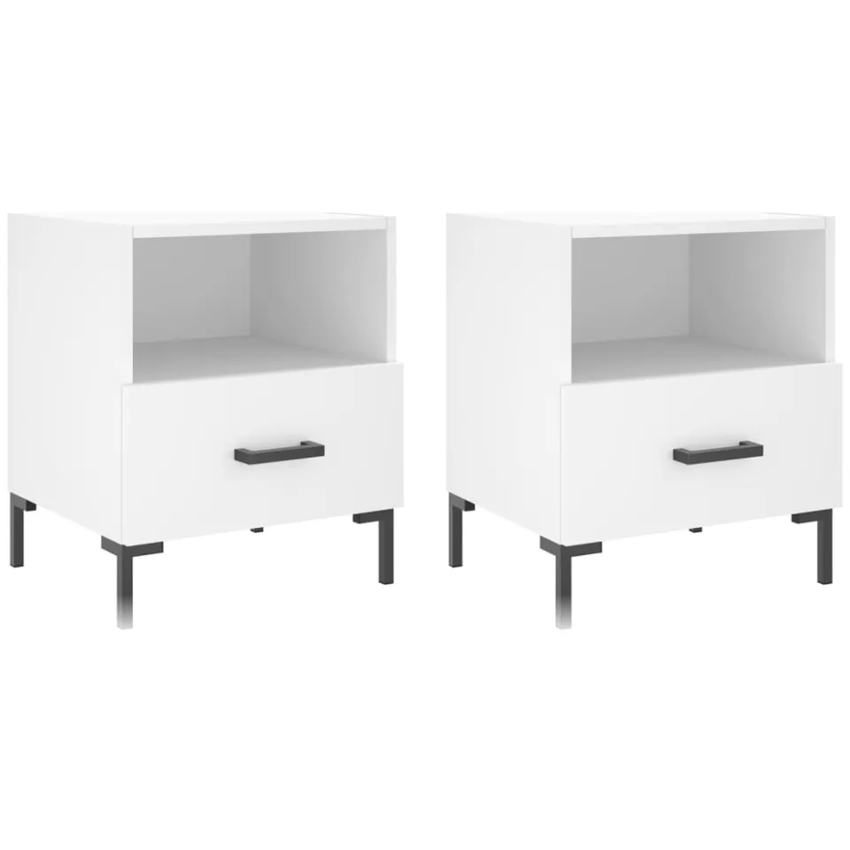 vidaXL Nachtkastjes 2 st 40x35x47,5 cm bewerkt hout wit, foto 3