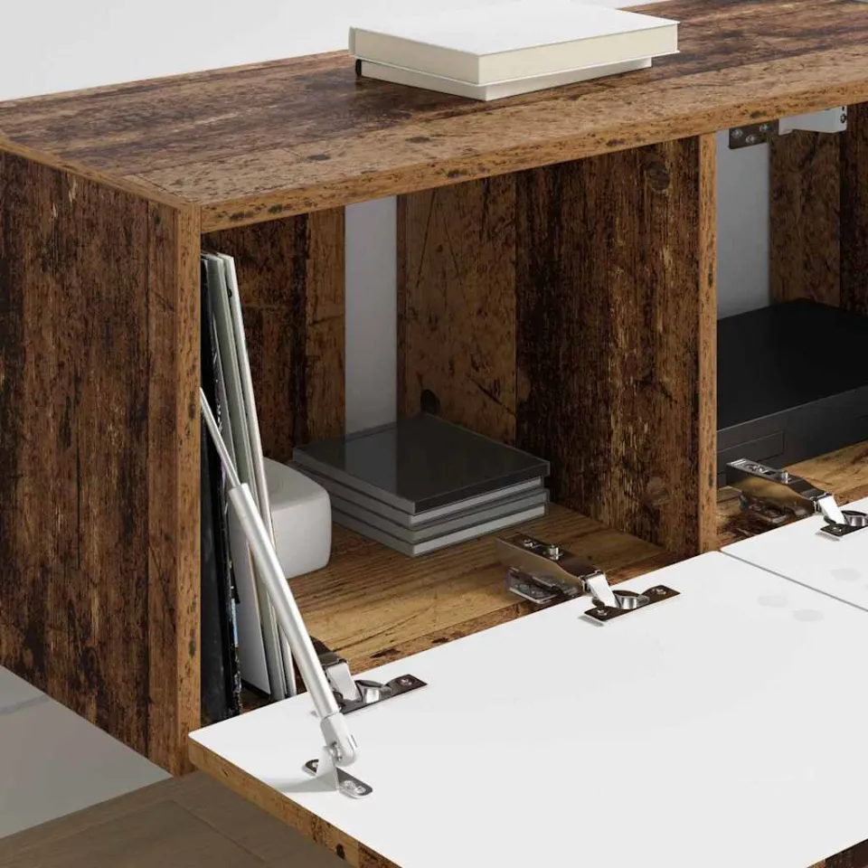 vidaXL TV Wandkast 2 st Oud hout Bewerkt hout bruin, foto 3
