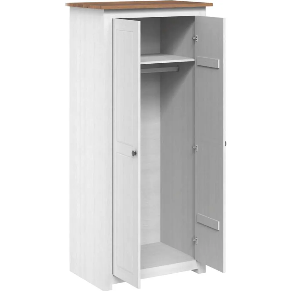 vidaXL Kledingkast Panama Range 80x50x171,5 cm massief grenenhout wit