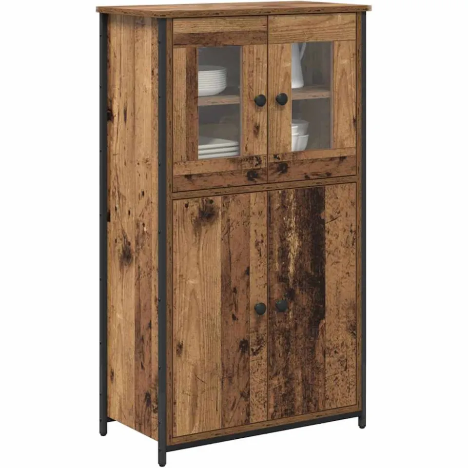 vidaXL Highboard Oud Hout 62 x 32 x 106,5 cm Bewerkt hout Bruin