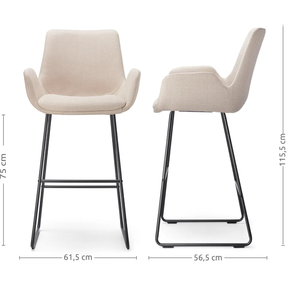 Nolon Nino-Eef barkruk beige - zwart onderstel - 75 cm, foto 3