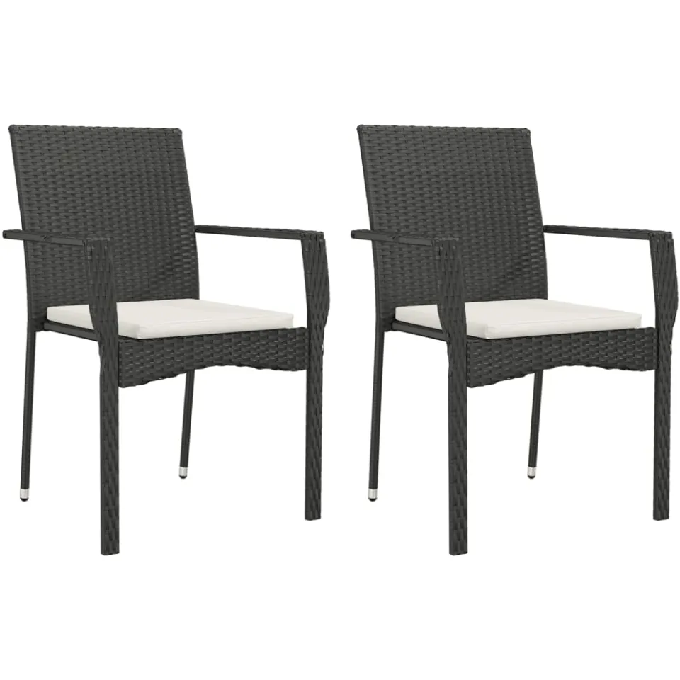 vidaXL 3-delige Tuinset met kussens poly rattan zwart, foto 3