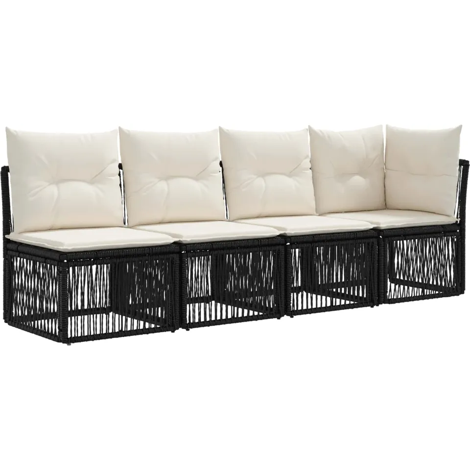 vidaXL Tuinbankenset 8 st 8-zits Zwart poly rattan, foto 2