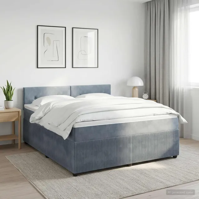 vidaXL Boxspringbed met matras Donkergrijs 140 x 200 cm Fluweel