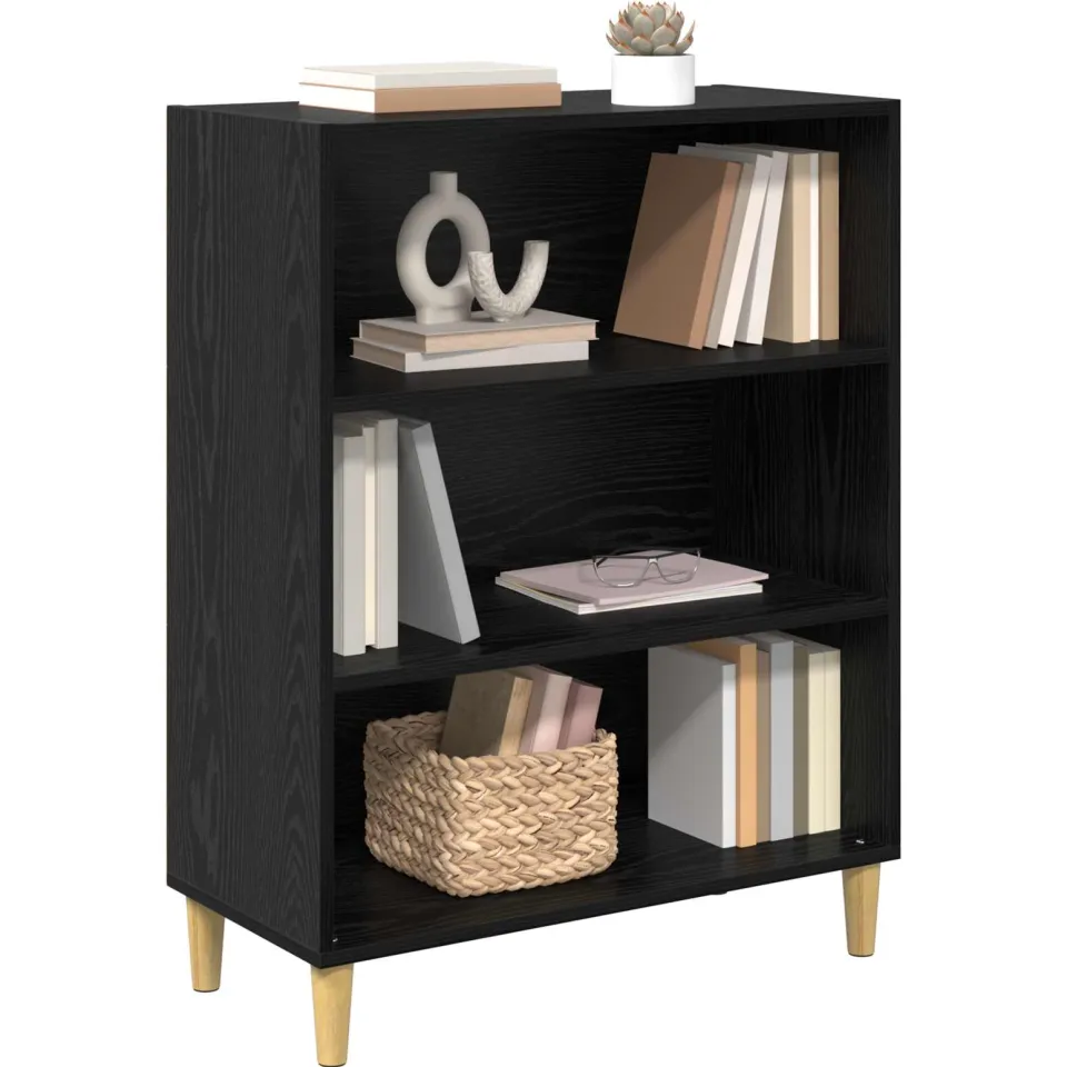 vidaXL Dressoir Zwart Eiken 69,5 x 32,5 x 90 cm Bewerkt hout, foto 3
