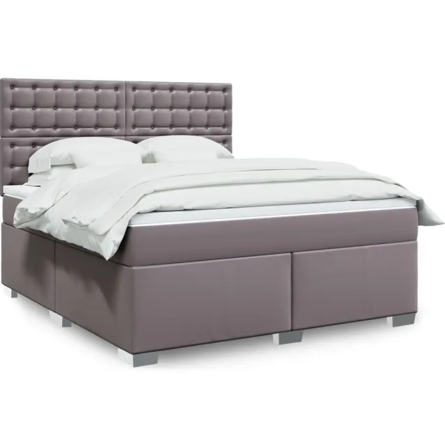 vidaXL Boxspring met matras kunstleer grijs 180x200 cm