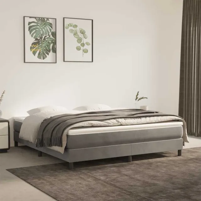 vidaXL Pocketveringmatras medium queen 152x203x20 cm fluweel lichtgrijs