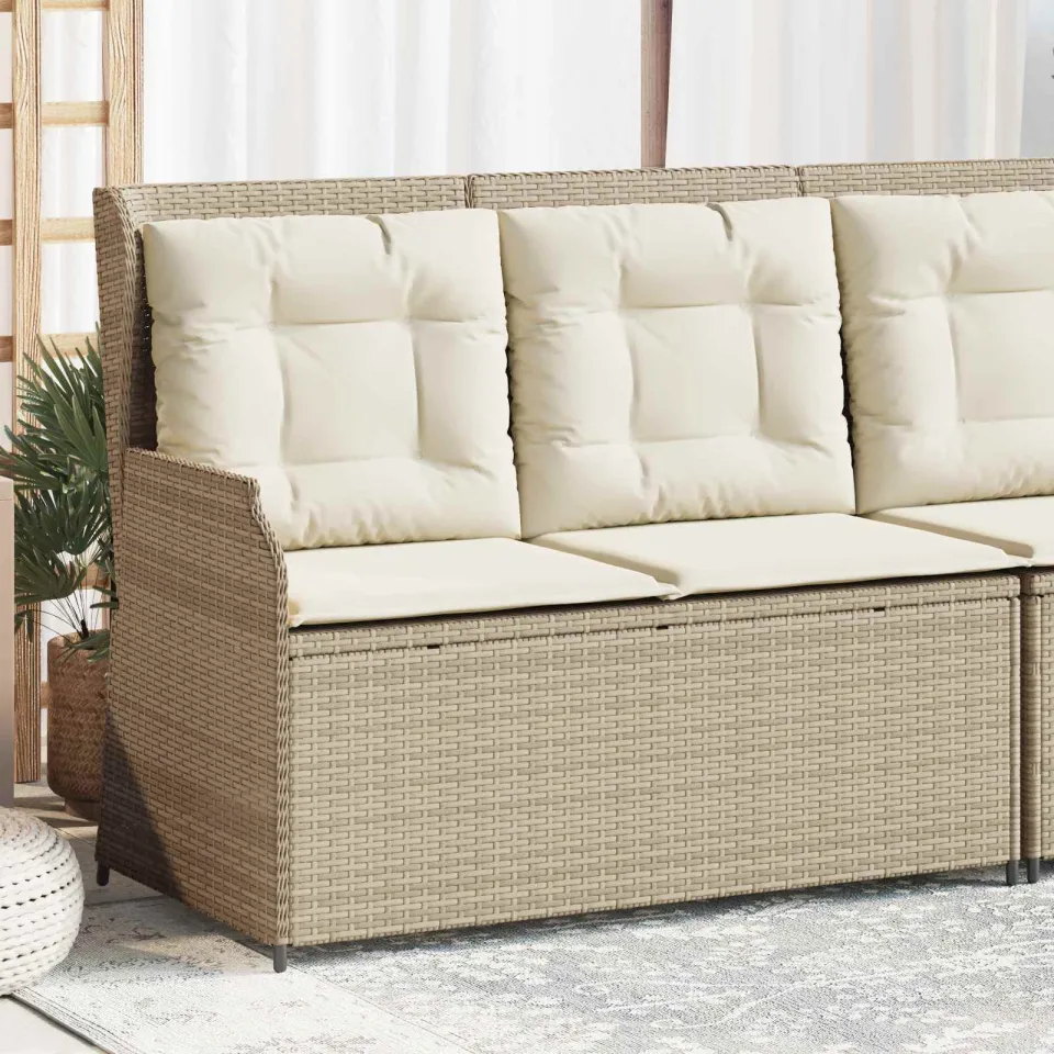 vidaXL Tuinbank Beige poly rattan, foto 4
