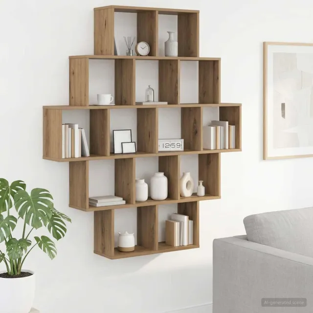 vidaXL Wandplank Artisanaal eiken 120 x 20 x 136 cm Bewerkt hout Bruin