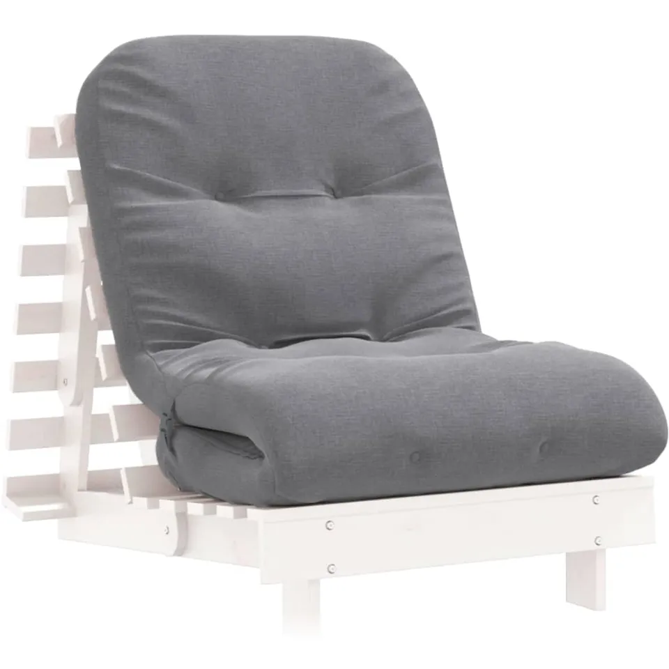 vidaXL Futon slaapbank met matras 70x206x11 cm massief grenenhout wit, foto 4