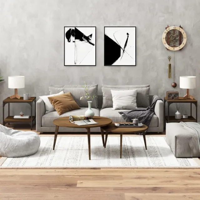 vidaXL Bijzettafels 2 st 40x40x40 cm bewerkt hout bruineiken, foto 2