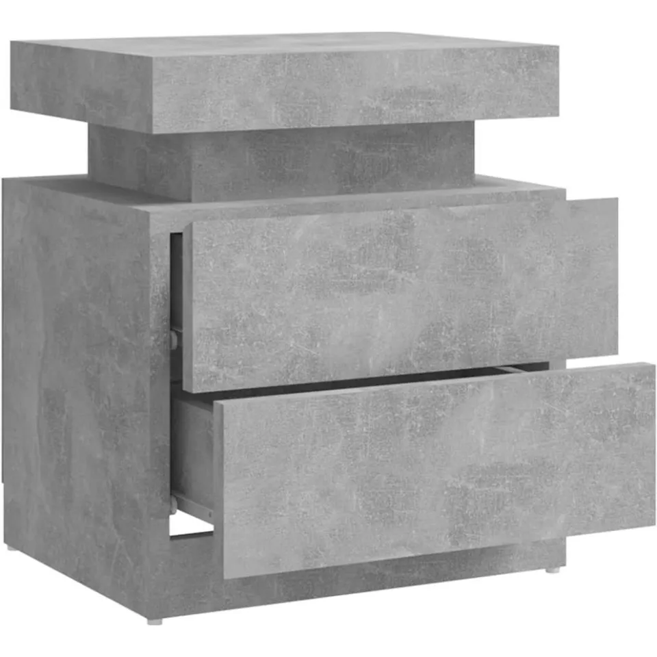 vidaXL Nachtkastje 45x35x52 cm bewerkt hout betongrijs grijs, foto 4