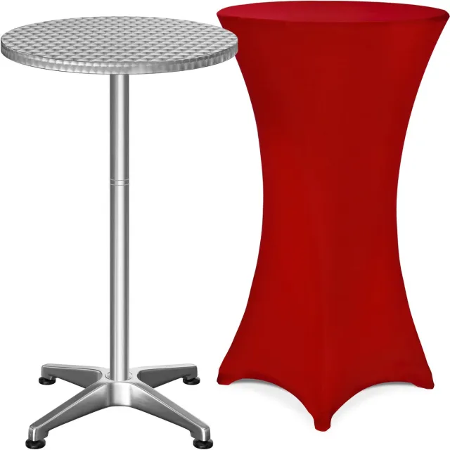 Casaria Statafel met Tafelrok - Verstelbaar 70-115cm Ø60cm - Rood