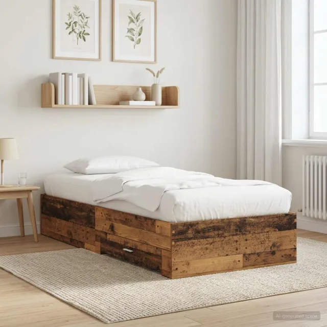 vidaXL Bedframe met lade met opslag Oud hout Bewerkt hout Bruin