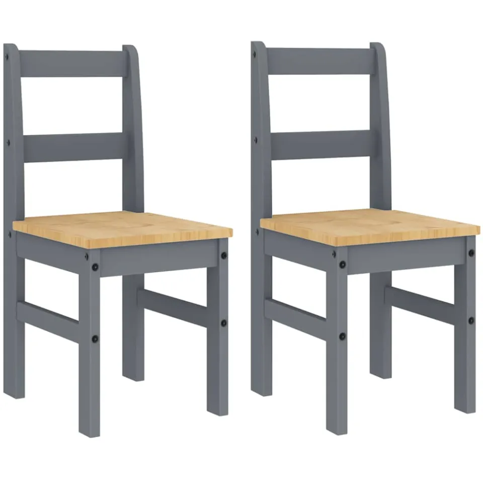 vidaXL Eetkamerstoelen 2 st Panama 40x46x90 cm grenenhout grijs