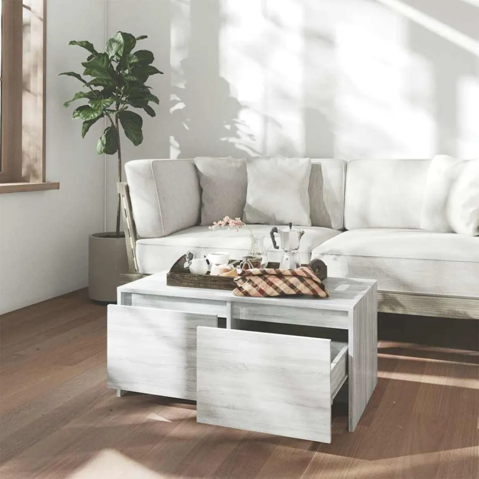 vidaXL Salontafel 90x50x41,5 cm bewerkt hout grijs sonoma eikenkleurig, foto 3
