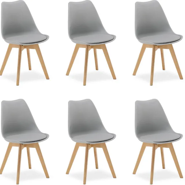 Homestyle4u Eetkamerstoelen - Set van 6 - Grijs - Hout en Kunststof